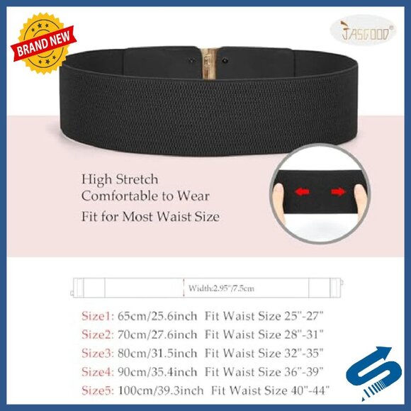 4 Pack Wide Stretch Elastic Waist Belts for Dresses Women\'s Accessory main image 7
